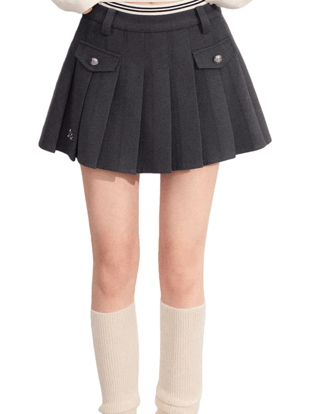 High-Waisted A-Line Pleated Skirt