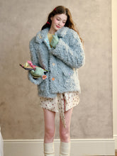 Cream Strawberry Gray-Blue Fur Jacket - CHINASQUAD