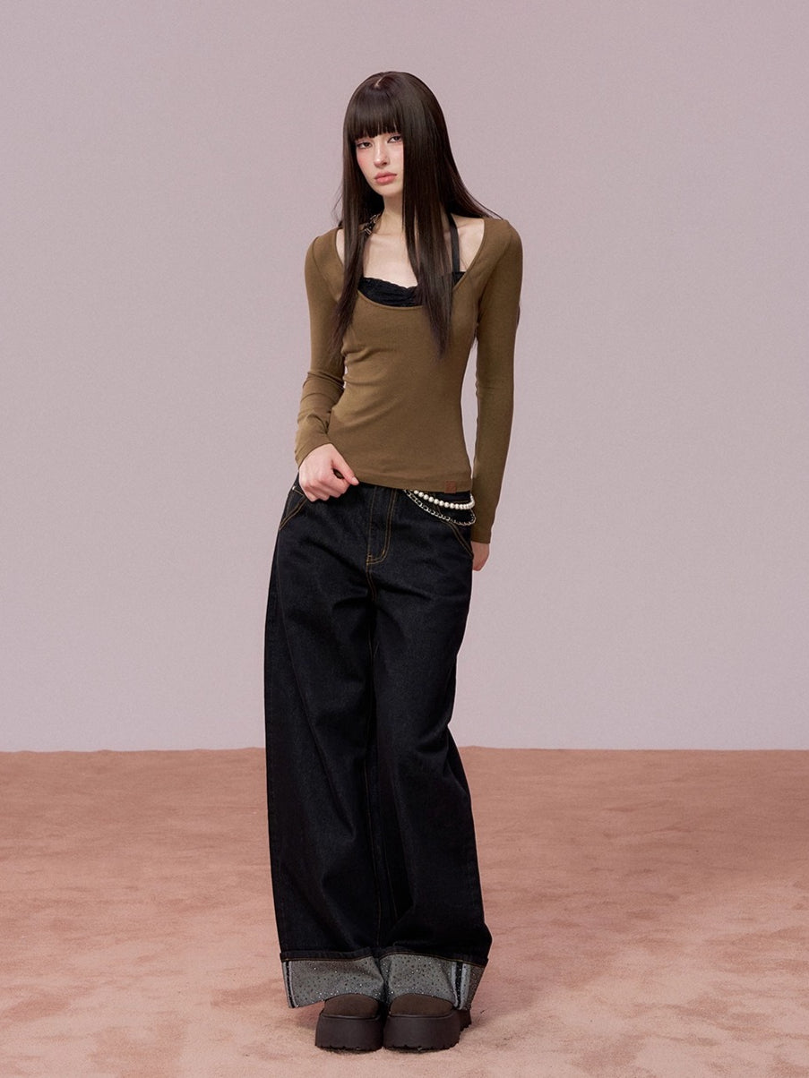 Vintage Straight-Leg Denim Pants