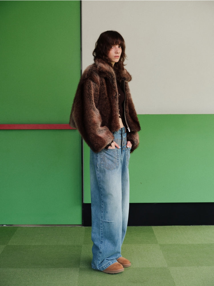 Gradient Eco-Friendly Short Fur Jacket - CHINASQUAD