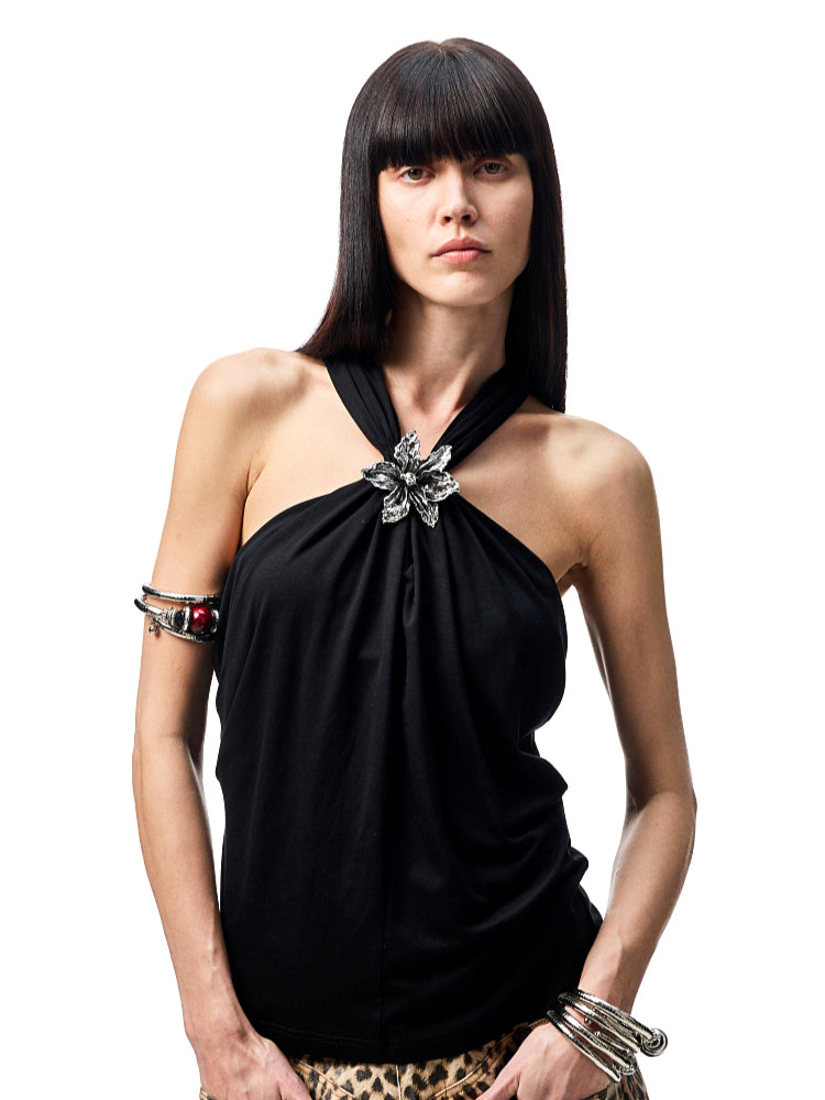 High-Elastic V-Neck Knotted Acetate Camisole - CHINASQUAD