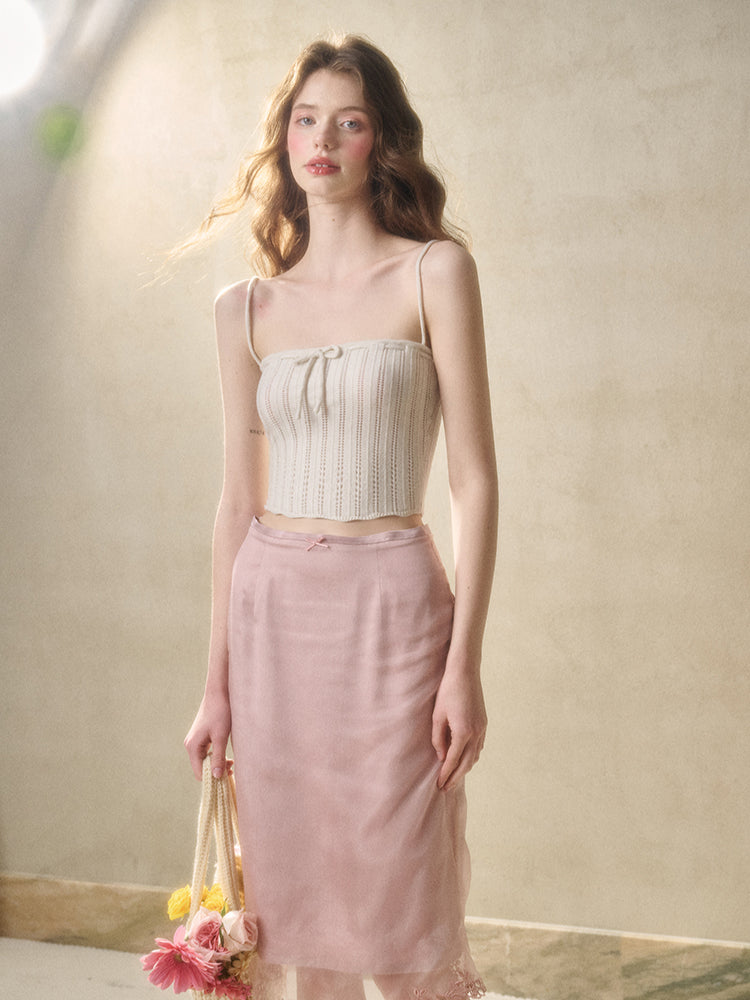 Embroidered Wool Hollow Cardigan & Tank Top Set - CHINASQUAD