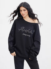 Studded Letter Off-Shoulder Sweatshirt - CHINASQUAD