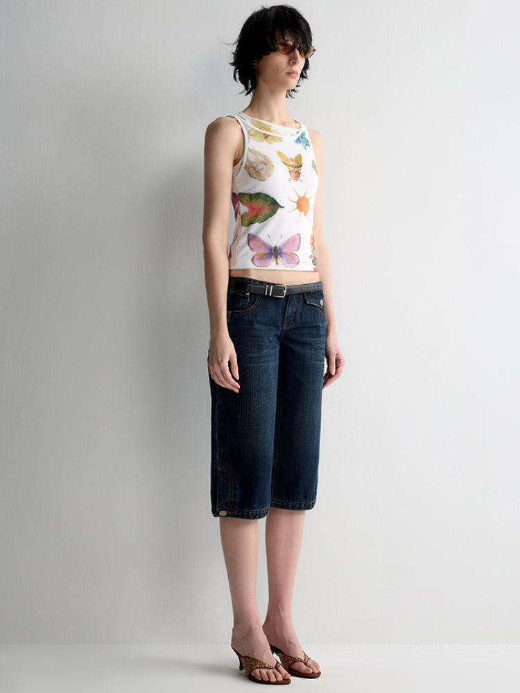 Lyocell Fun Print Short Sleeveless Tank Top
