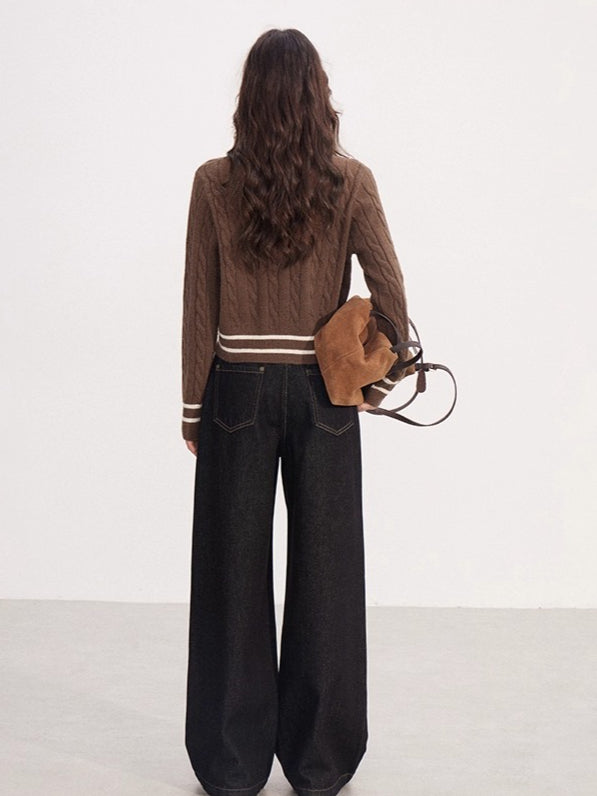 Layered-Effect Embroidered Knit V-Neck Sweater