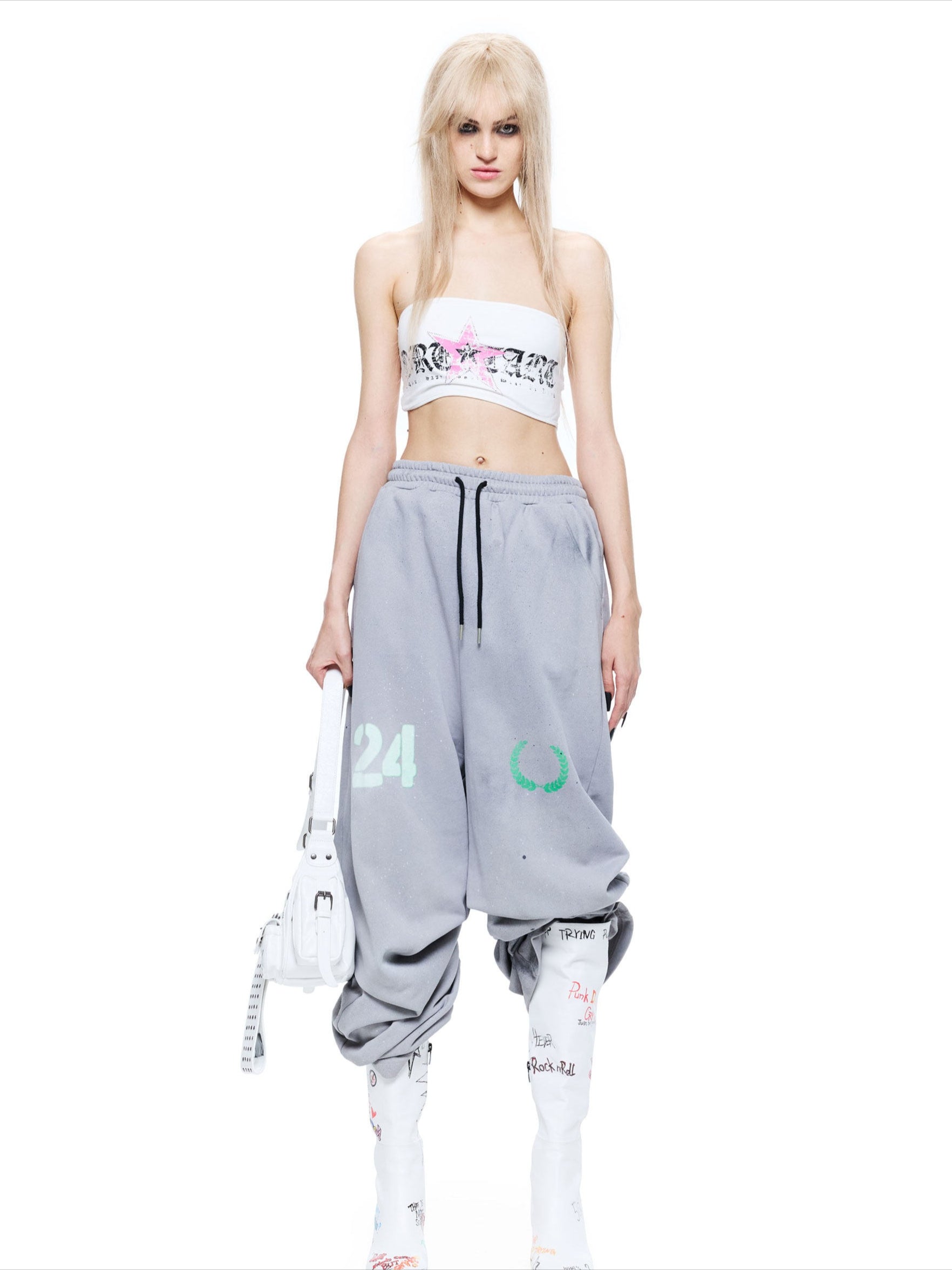 Punk Graphic Strapless Bustier