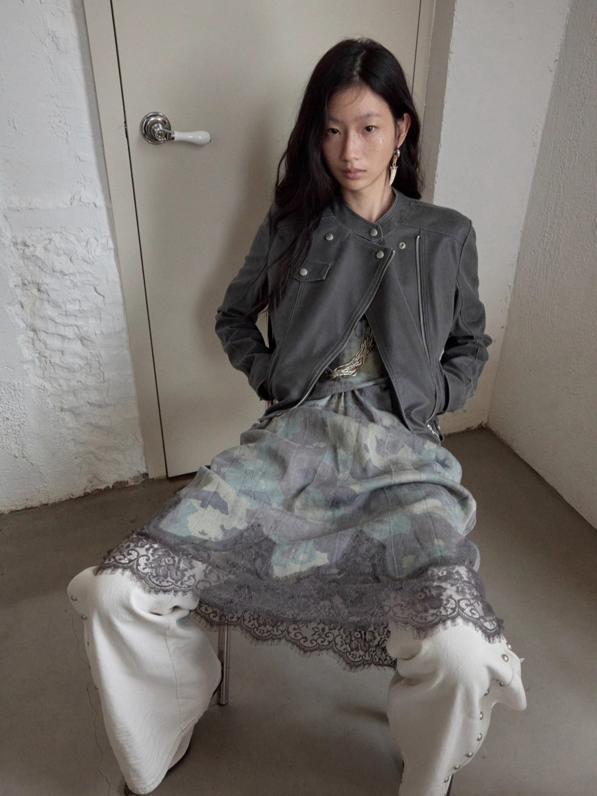 Vintage Cracked Leather Moto Jacket - CHINASQUAD