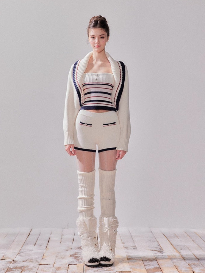 London Stroll Striped Knit Cardigan & Pants Set