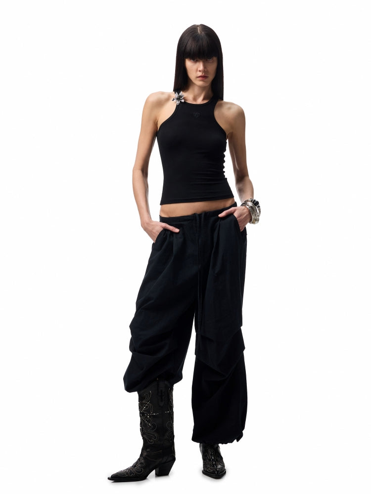 Basic Solid-Color Embroidered Slim-Fit Vest - CHINASQUAD