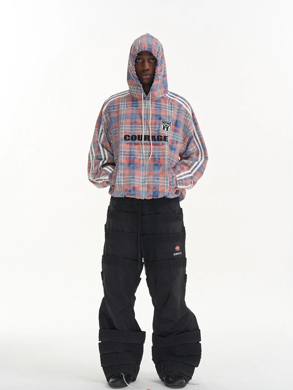 Plaid Color-Block Sport Hoodie