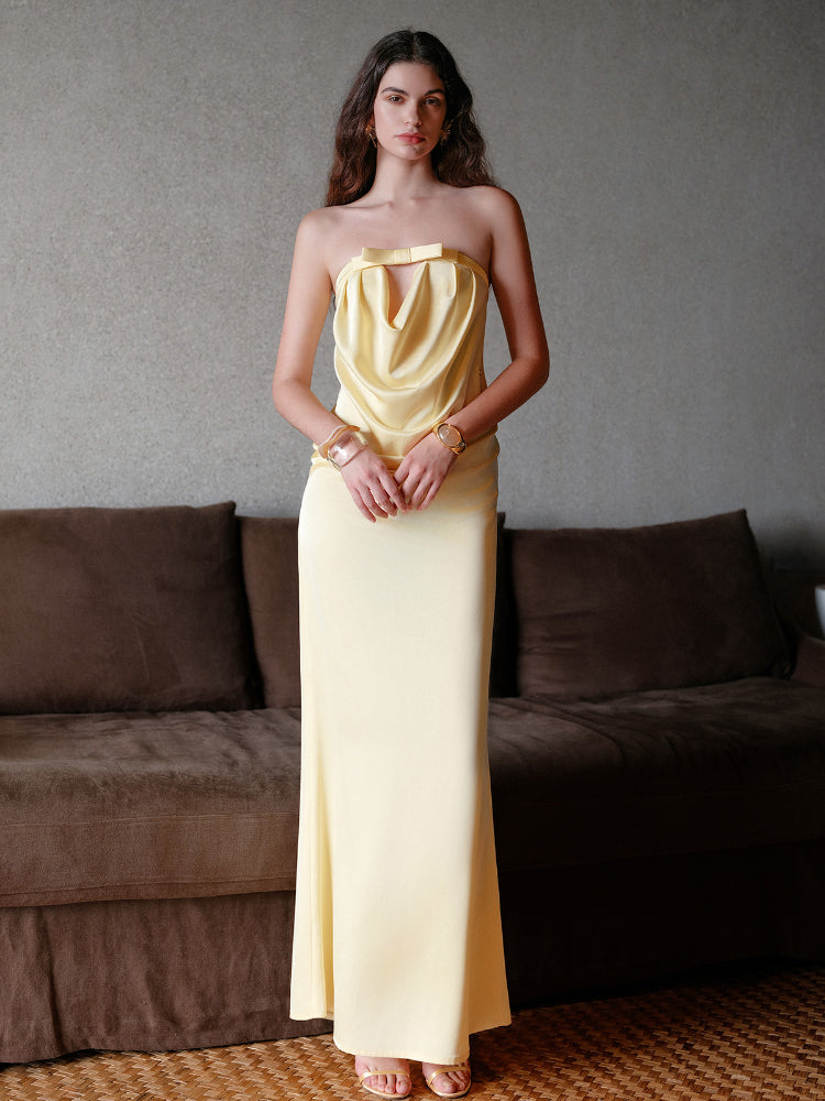 Halter Bowknot Cowl Neck Backless Dress - CHINASQUAD