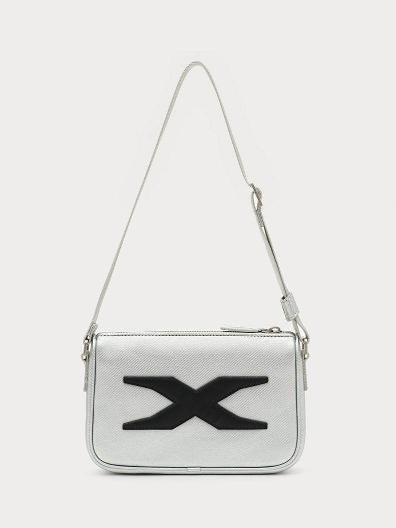 Black & Silver Badge Leather Bag - CHINASQUAD
