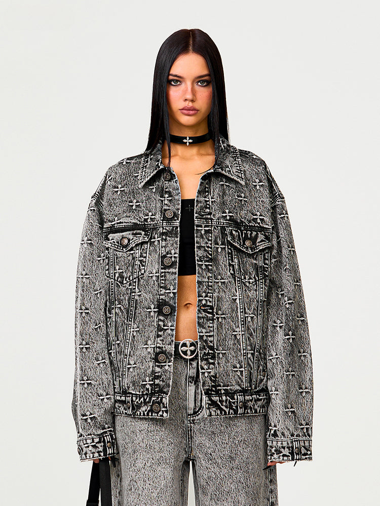 Vintage Black Washed Denim Jacket - CHINASQUAD