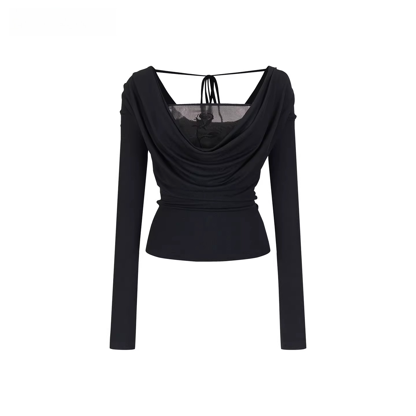 Reversible Draped Mesh Blouse