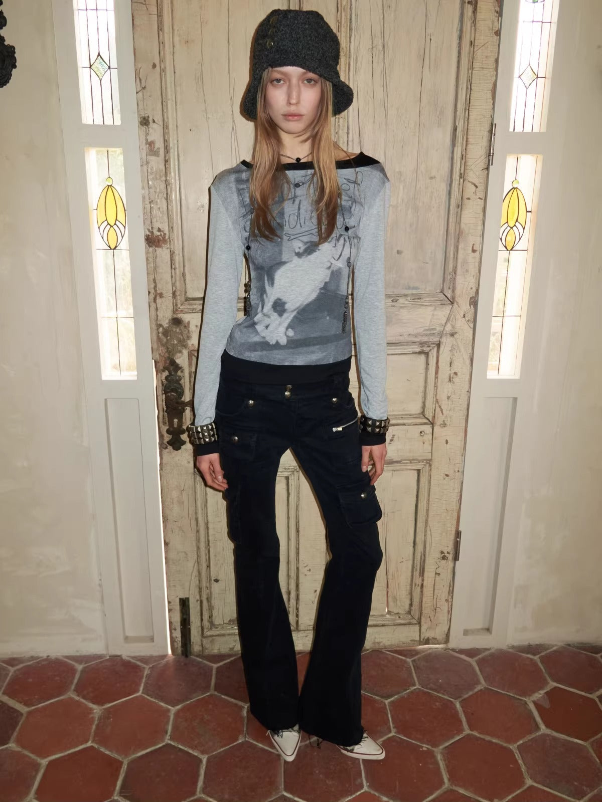 Layered-Effect Graphic Long-Sleeve T-Shirt