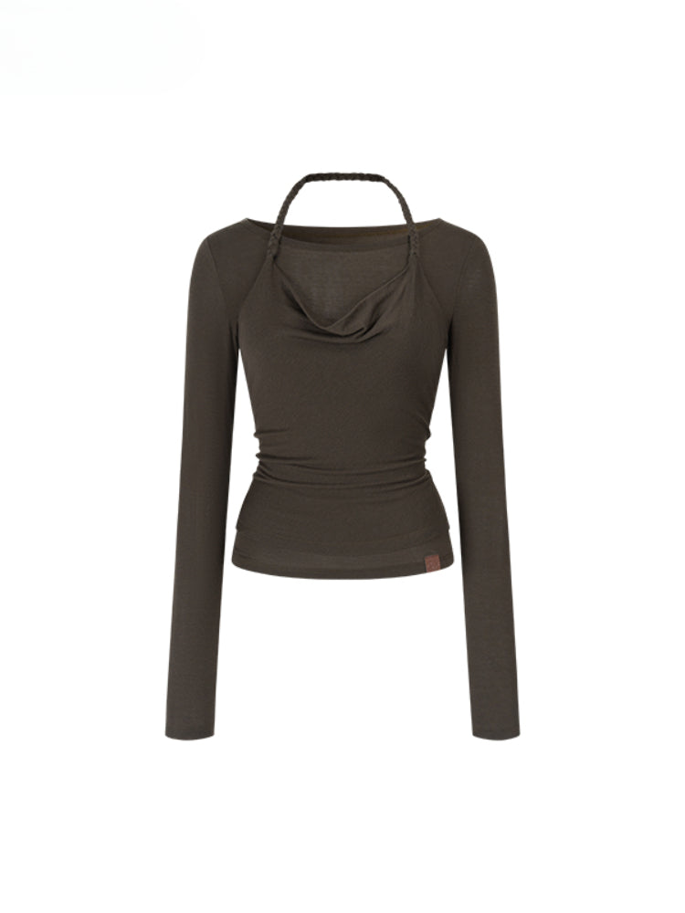 Fake Two-Piece Knit Long-Sleeve Blouse - CHINASQUAD