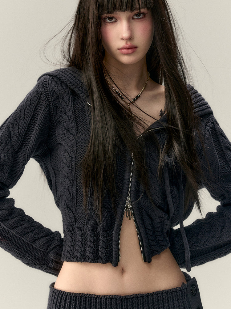 Cable-Knit Cardigan Sweater - CHINASQUAD