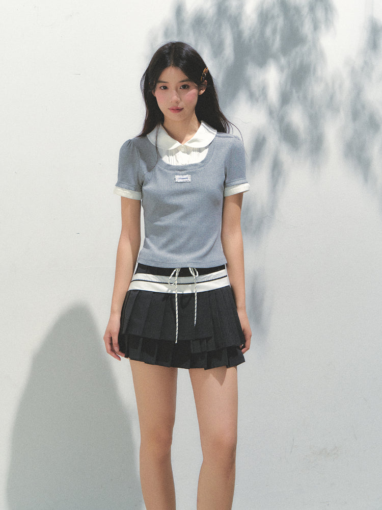 Collar Knitted Short-sleeve T-shirt - CHINASQUAD