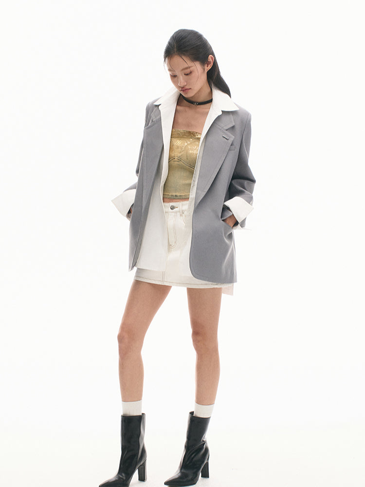 Loose Fit Genuine Two-piece Structured Shirt - CHINASQUAD