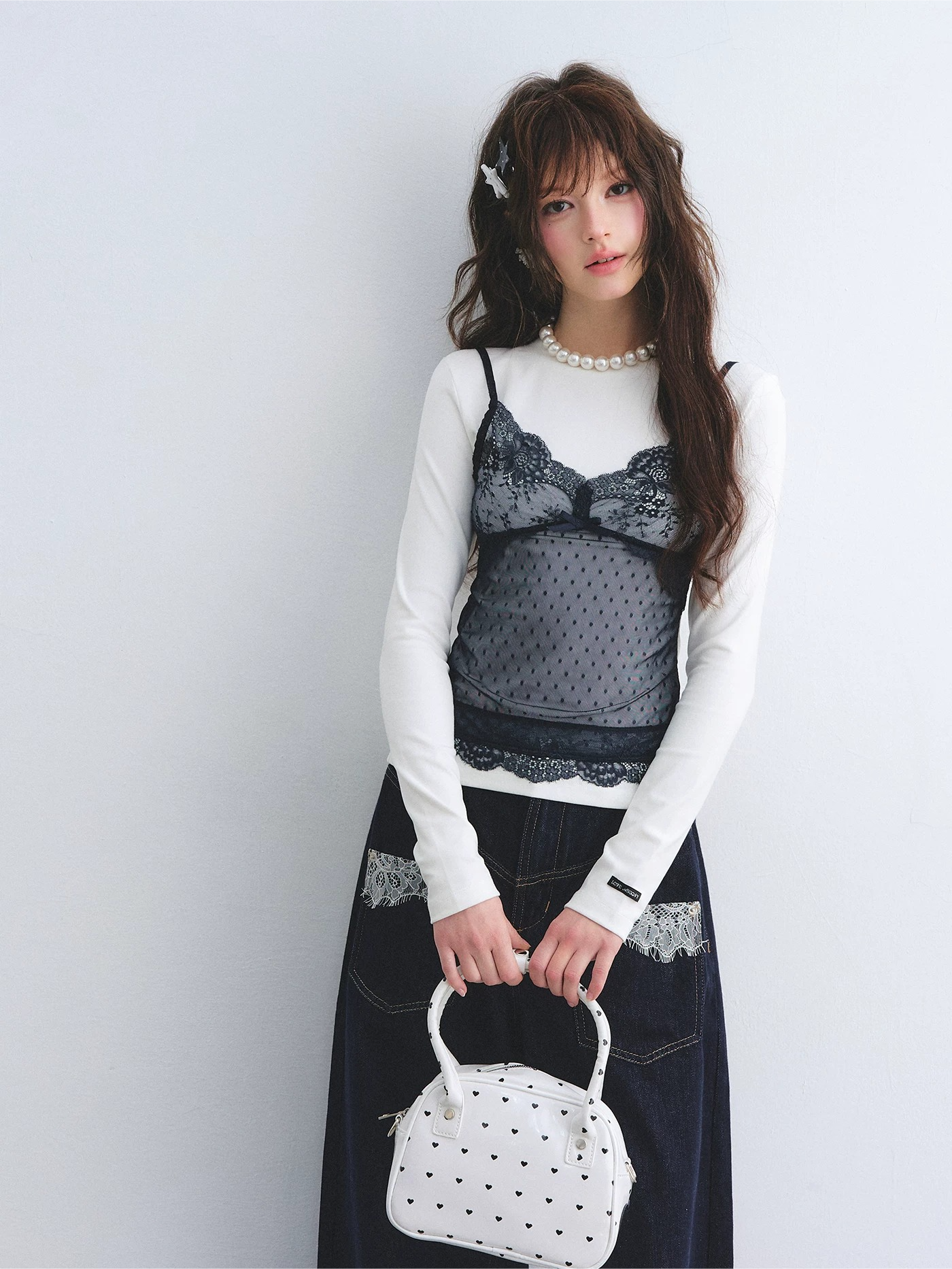 Lace Layered Illusion Long Sleeve T-Shirt