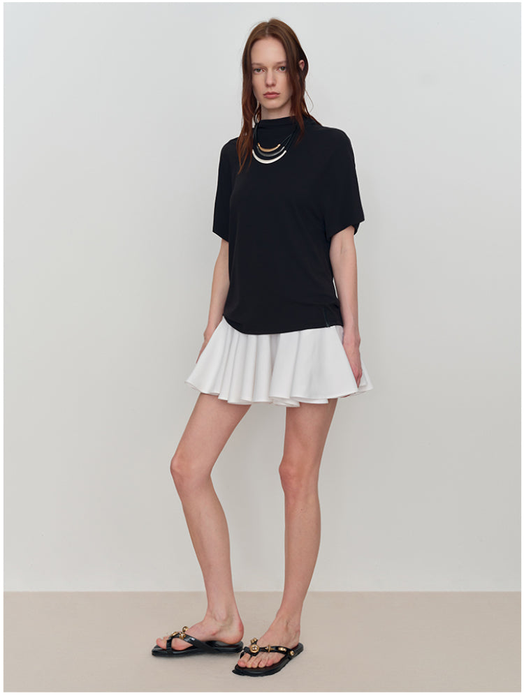 Slant One-Shoulder Swing Neck T-Shirt
