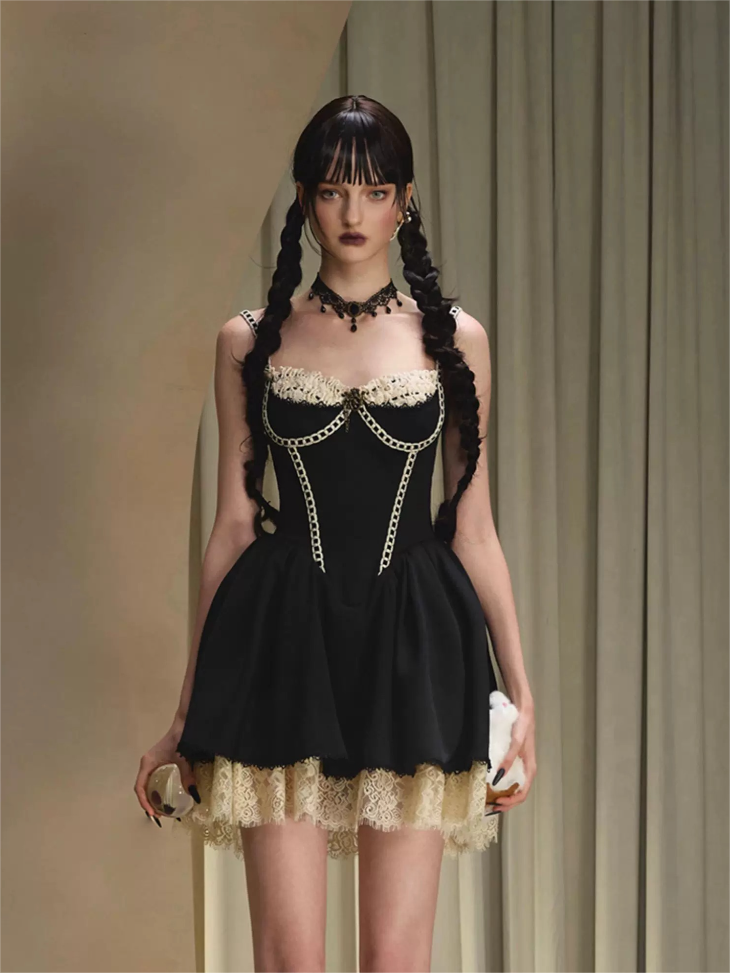 Villain Kate Corset Strap Little Black Dress