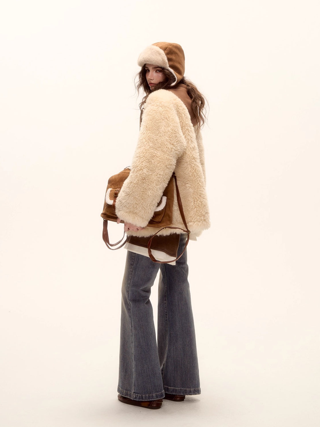 Faux Shearling Patchwork Oversized Jacket