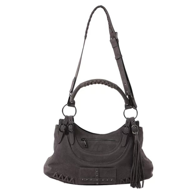 Vintage Studded Fringe Punk Shoulder Bag