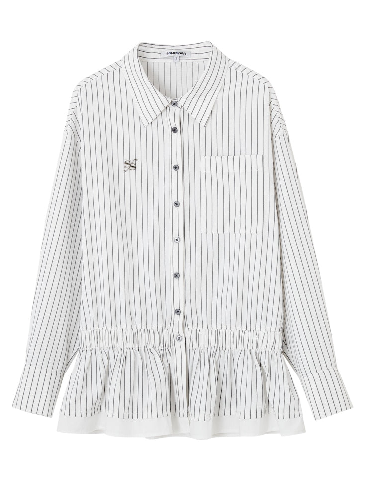 Waisted Collar Ruffle Blouse