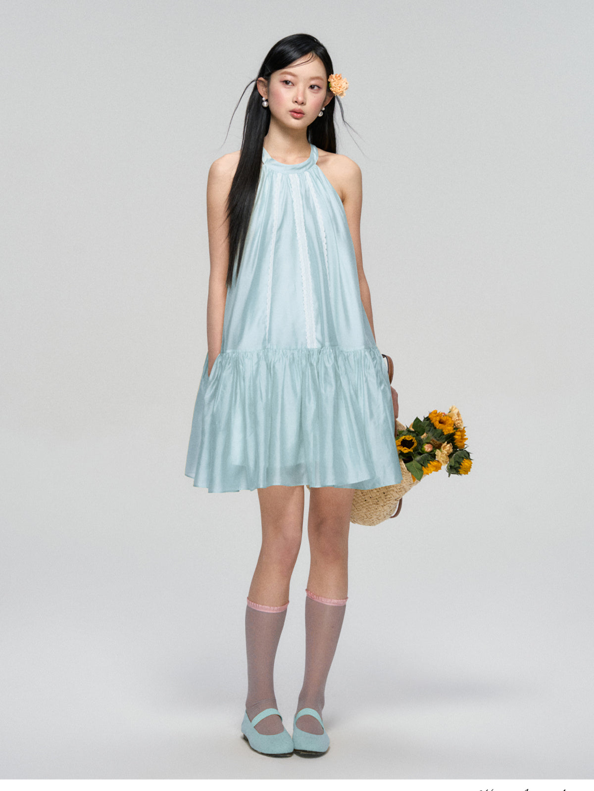 Halter Neck Tencel Lace Beach Dress - CHINASQUAD