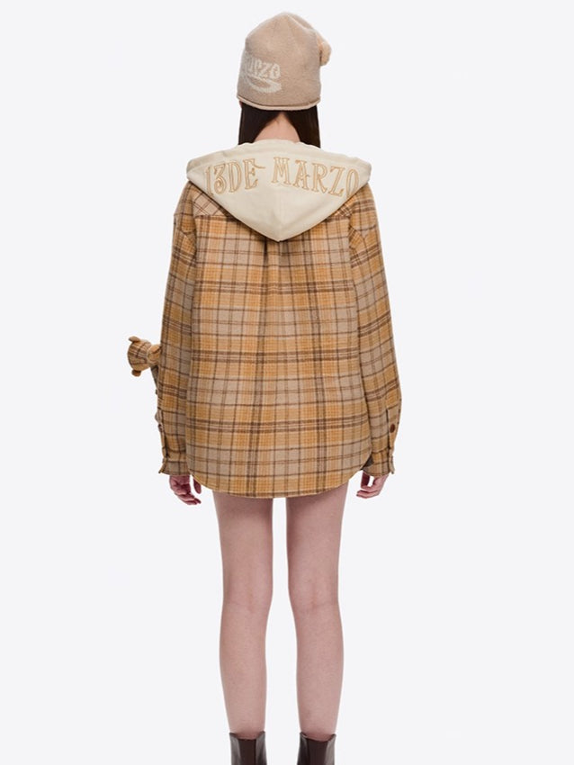 Plaid Hooded Retro Overshirt Jacket
