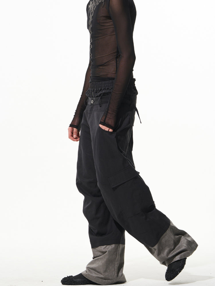 Triple-Layered Color-Block Cargo Pants - CHINASQUAD