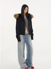 Fur Collar Fleece-Lined Short Coat - CHINASQUAD