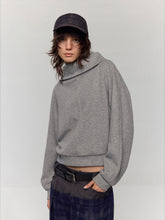 Grey Asymmetric Off-Shoulder Loose Sweatshirt - CHINASQUAD