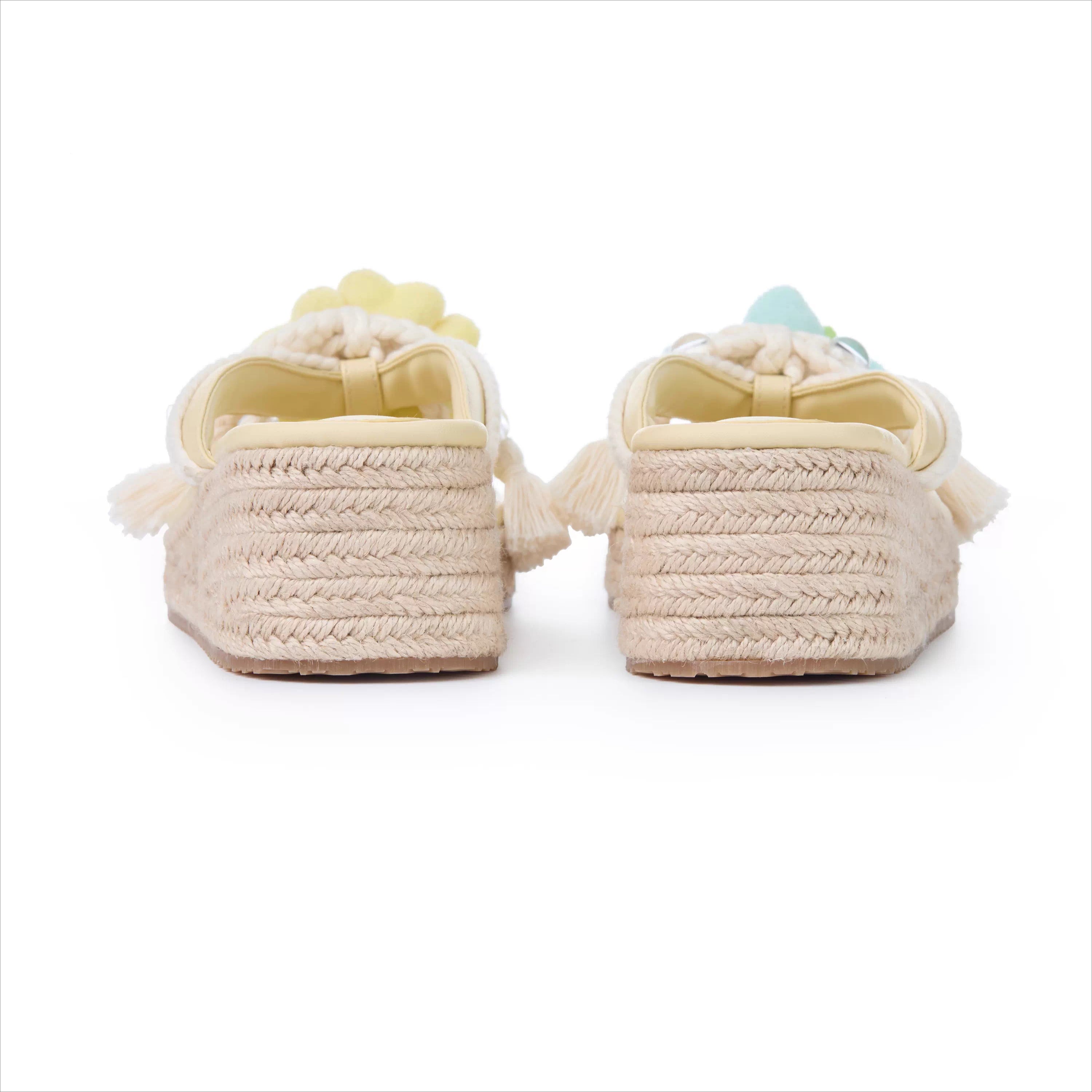 Floral Lace-Up Platform Flip slippers