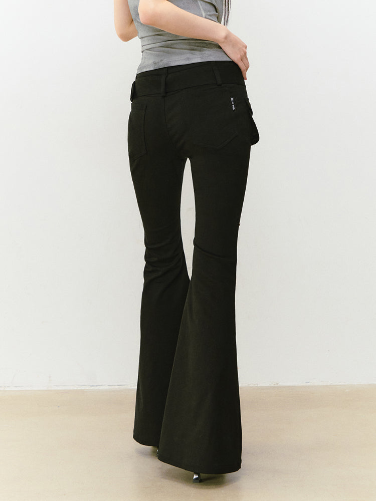 Rose Rivet Flared Cargo Pants - CHINASQUAD