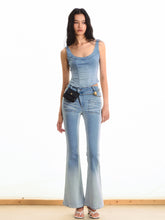 Gradient Mid-waist Washed Flared Pants - CHINASQUAD