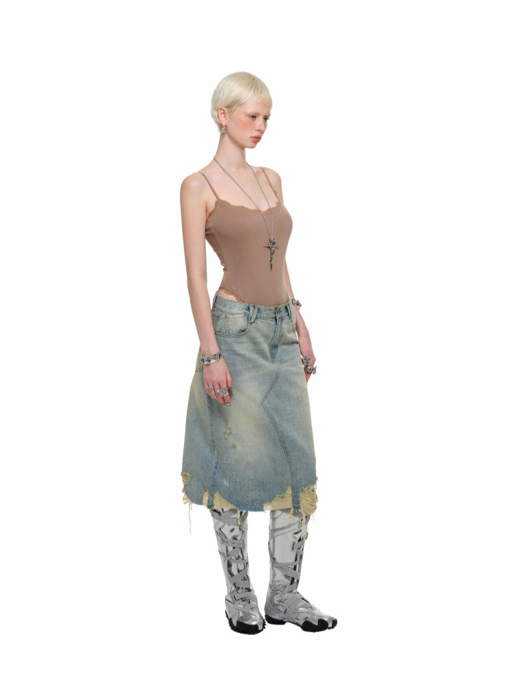 Washed Denim Skirt - CHINASQUAD
