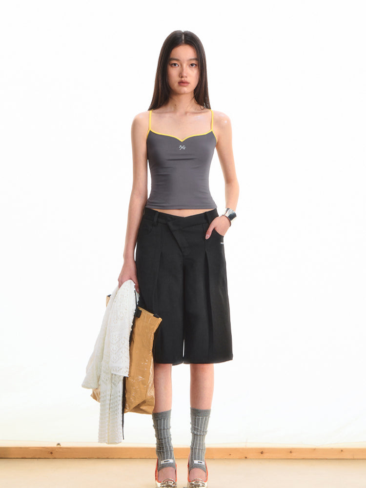 Black Low-Waist Bermuda Shorts - CHINASQUAD