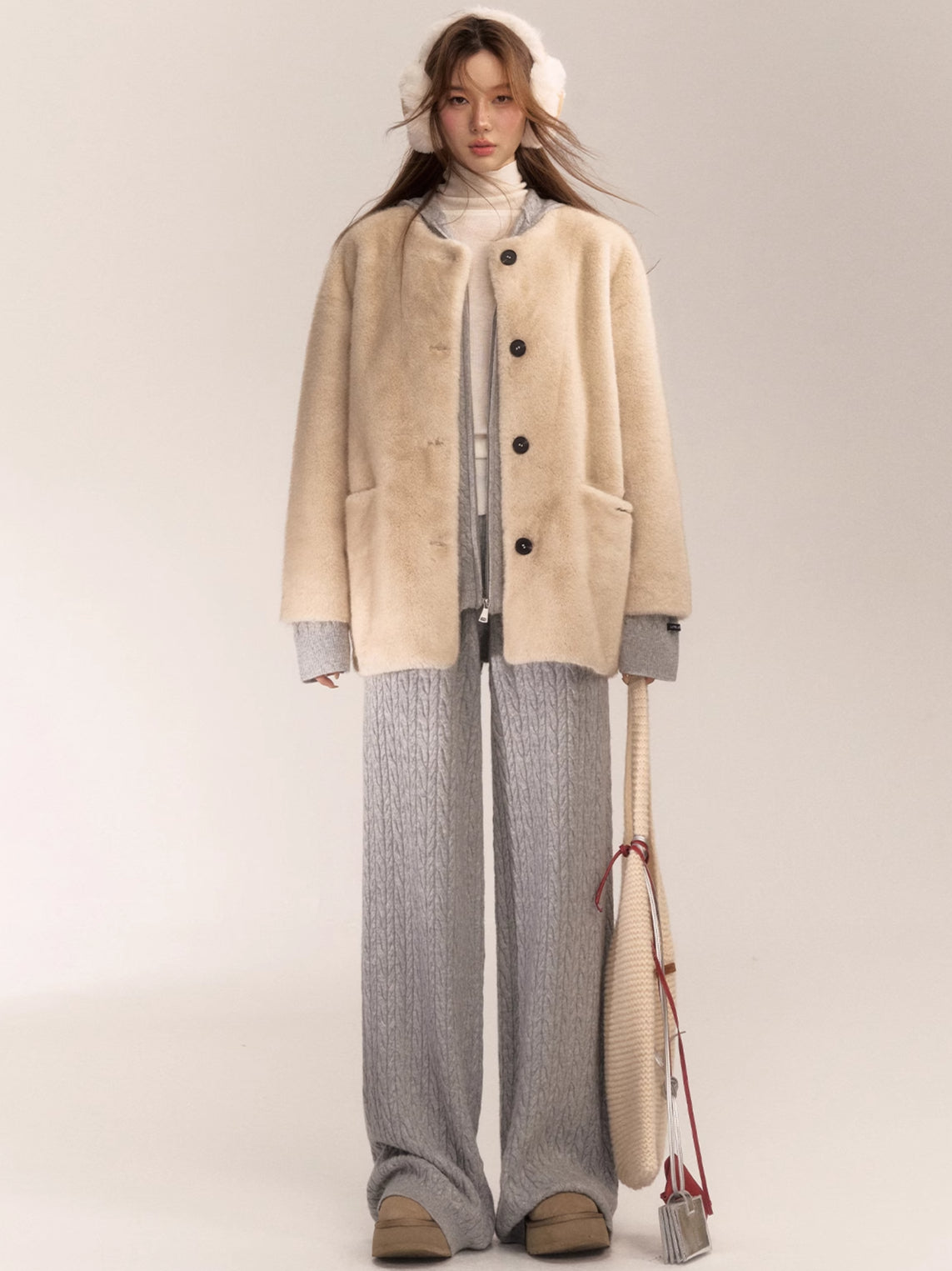 Wool Blend Hooded Knit Cardigan - CHINASQUAD