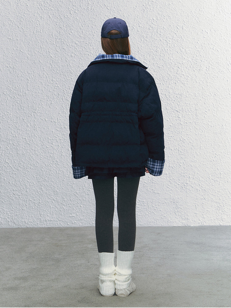 Color-block Plaid Spliced Cotton Jacket - CHINASQUAD