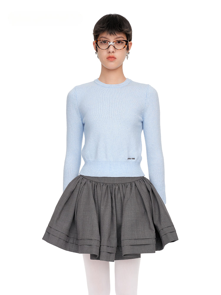 Blue & Pink Ruffled Cuff Knit Crewnecks - CHINASQUAD