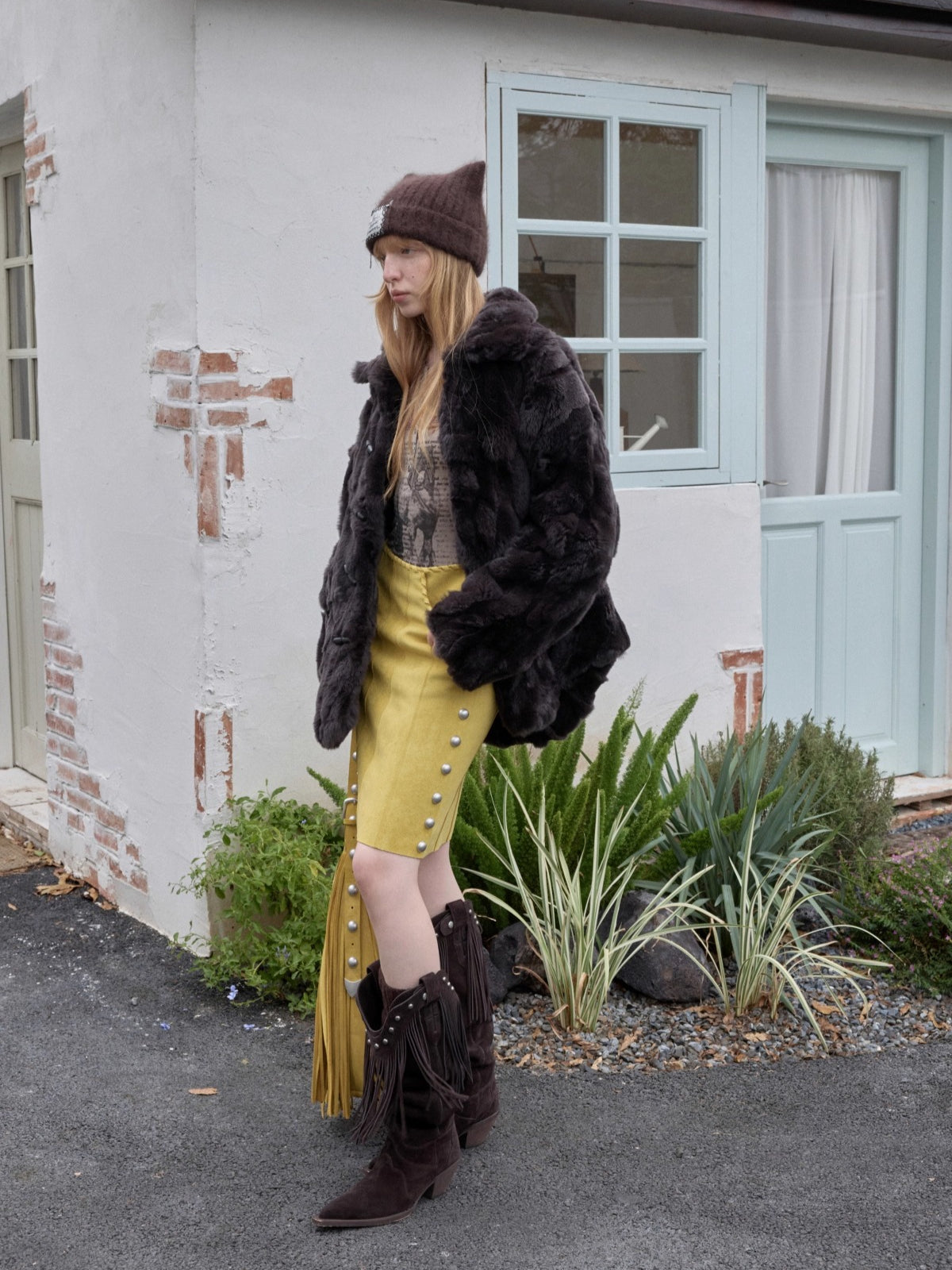 Heavycrafted Rex Rabbit Fur Panel Shirt Jacket