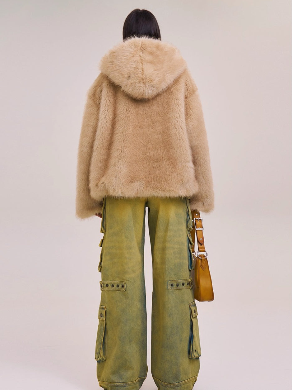 Cross Relic Oversized Faux Fur Hoodie