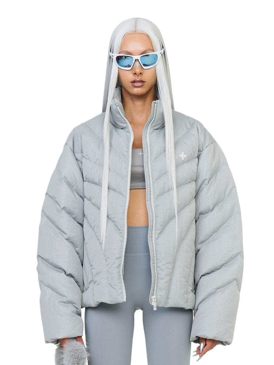 Black & Silver Hurricane Oversized Down Jacket - CHINASQUAD