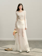 White Rose Hand-Crocheted Mohair Knit Skirt - CHINASQUAD
