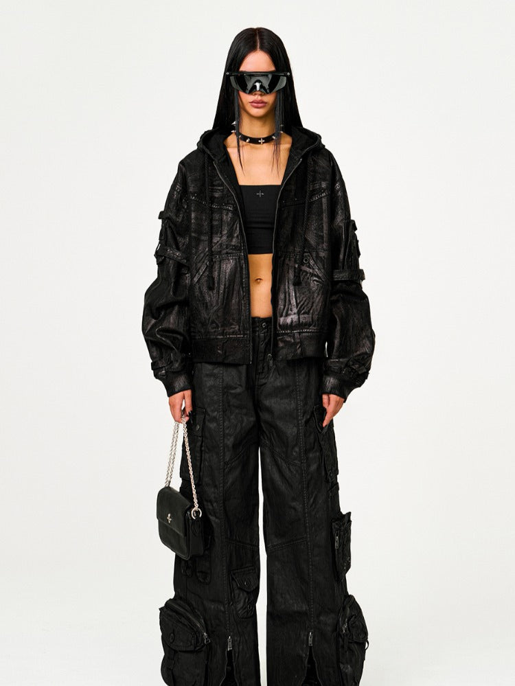 Lightning Waxed Denim Hoodie - CHINASQUAD