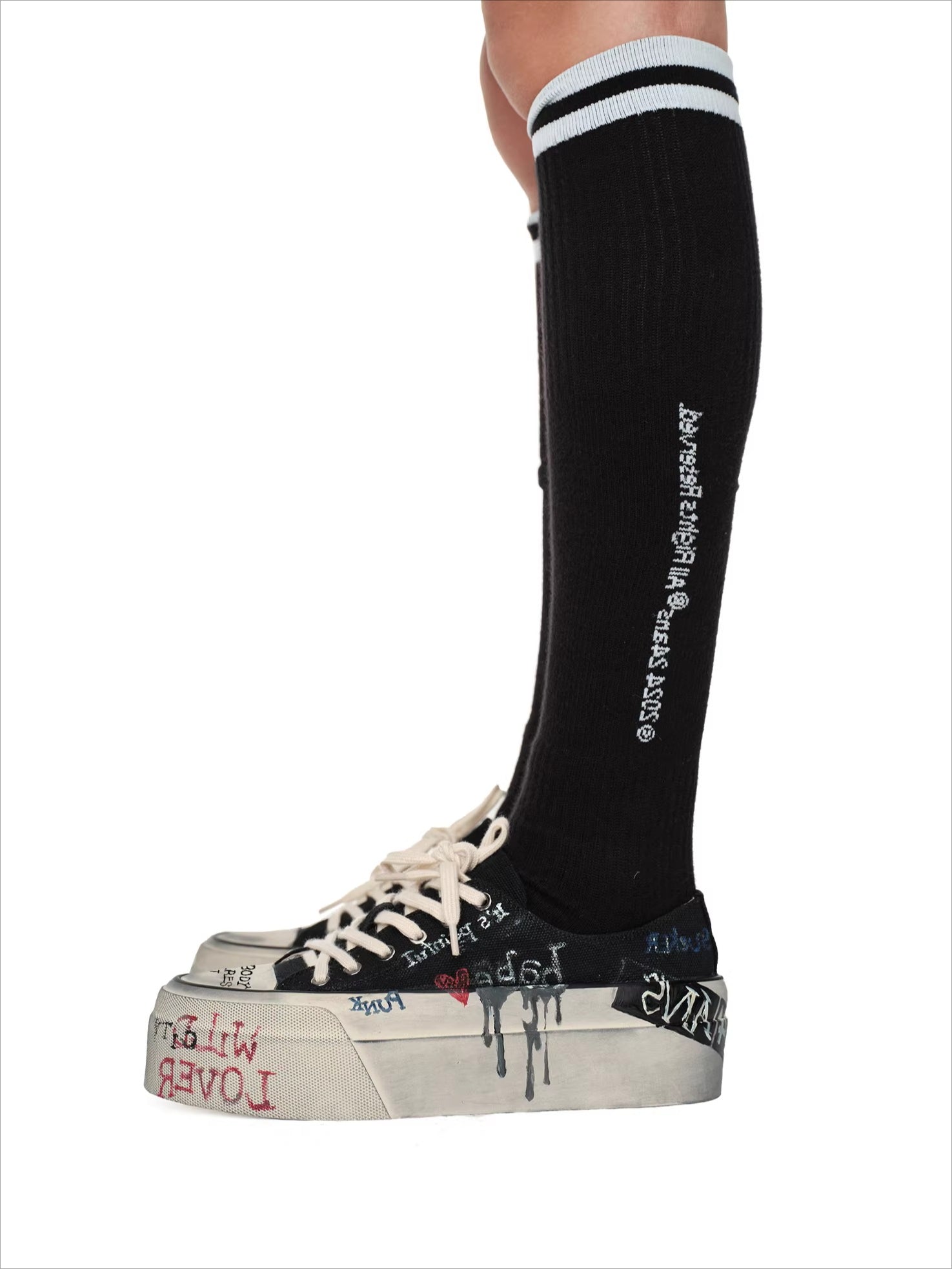 Dirty Fit Graffiti Platform Canvas Sneakers