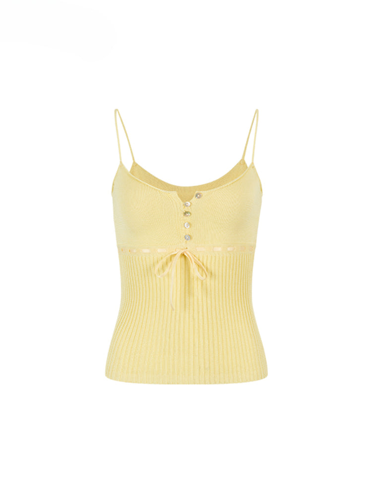 Button Lyocell Knit Tank Top - CHINASQUAD