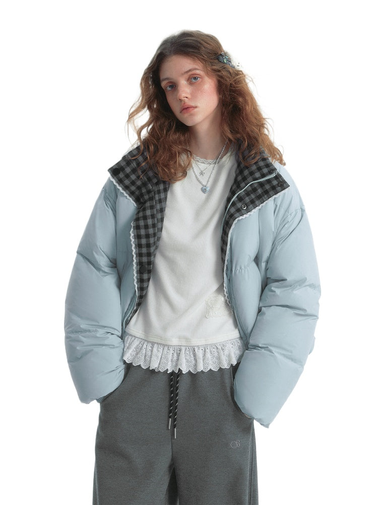 Lace-Trim Reversible Down Jacket - CHINASQUAD